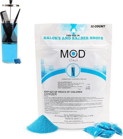 Mod Clean Disinfectant Pods – Hospital Grade, EPA Approved, Water-Soluble Cleaning Solution for Clippers, Nail Tools, Spa Equipment, Barber, Hair Stylists, Salons, Aestheticians & Professionals (32ct) in Kuwait