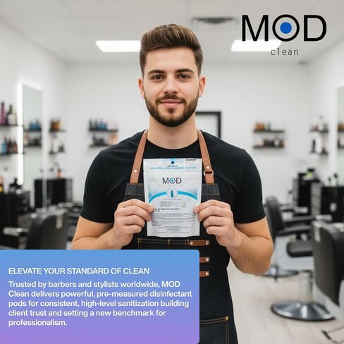 Mod Clean Disinfectant Pods – Hospital Grade, EPA Approved, Water-Soluble Cleaning Solution for Clippers, Nail Tools, Spa Equipment, Barber, Hair Stylists, Salons, Aestheticians & Professionals (32ct) in Kuwait