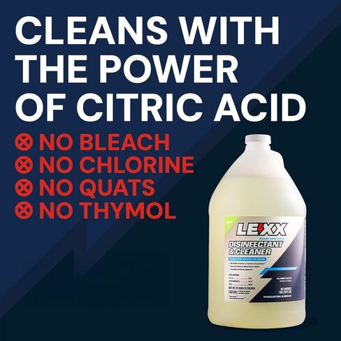 LEXX® RTU Broad Spectrum Disinfectant & Cleaner - EPA Registered, Kills 99.99% of Bacteria - Hospitals, Schools, Offices, Homes - Citric Acid, Safer Choice, Non-Toxic, No Bleach - 128 fl. oz. in Kuwait