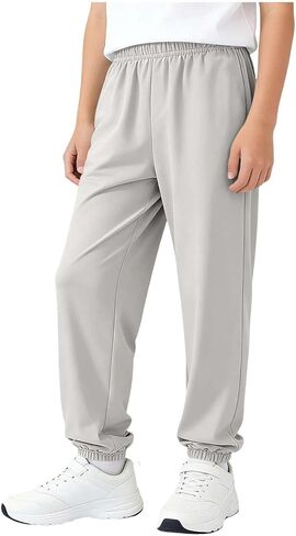 Boys Girls Athletic Joggers Kids Stretchy Casual Sweatpants Elastic Waisted Quick Dry Sweat Pants Active Sports Pants in Saudi Arabia