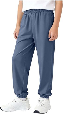 Boys Girls Athletic Joggers Kids Stretchy Casual Sweatpants Elastic Waisted Quick Dry Sweat Pants Active Sports Pants in Saudi Arabia