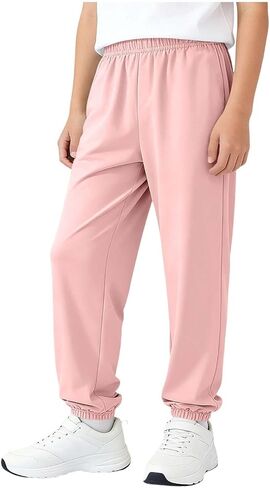 Boys Girls Athletic Joggers Kids Stretchy Casual Sweatpants Elastic Waisted Quick Dry Sweat Pants Active Sports Pants in Saudi Arabia