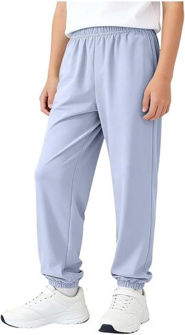 Boys Girls Athletic Joggers Kids Stretchy Casual Sweatpants Elastic Waisted Quick Dry Sweat Pants Active Sports Pants in Saudi Arabia