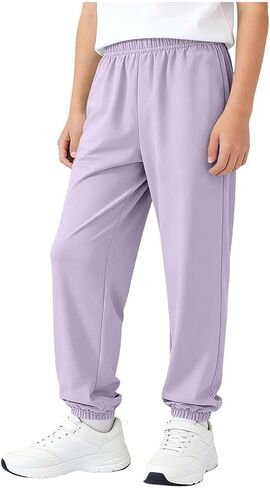 Boys Girls Athletic Joggers Kids Stretchy Casual Sweatpants Elastic Waisted Quick Dry Sweat Pants Active Sports Pants in Saudi Arabia