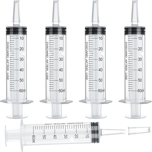 10 عبوات من المحاقن البلاستيكية للسائل سعة 60 مل - حقنة كبيرة بدون إبرة للسائل والقياس والمختبرات العلمية in Kuwait
