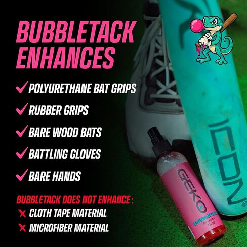 Geko Bubbletack Baseball and Softball Grip Spray Multipack with Geko 2 in 1 Grip Restore & Cleaner–Non Resin Grip Enhancing System for Bat Speed, Control and Exit Velocity-NOT for Athletic Tape in Kuwait
