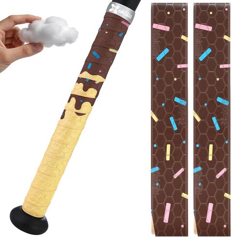 2/4 Pack Ice Cream Drip Baseball Bat Grip Tapes, 0.5mm/1.1mm/1.75mm Precut Pro Feel Batting Wrap for Baseball/Softball Bat Non-Slip Sweat Absorbent for Player Coach Game Training in Saudi Arabia