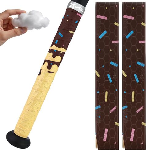 2/4 Pack Ice Cream Drip Baseball Bat Grip Tapes, 0.5mm/1.1mm/1.75mm Precut Pro Feel Batting Wrap for Baseball/Softball Bat Non-Slip Sweat Absorbent for Player Coach Game Training in Saudi Arabia