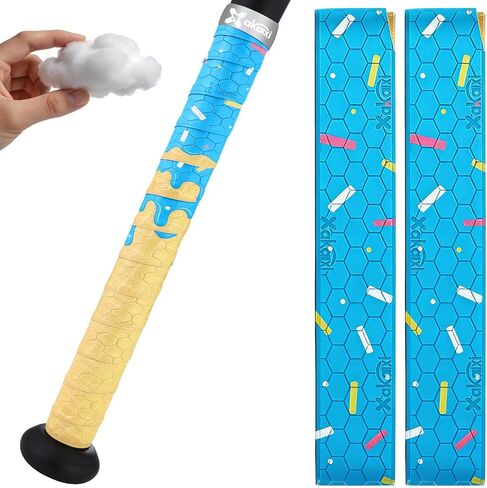 2/4 Pack Ice Cream Drip Baseball Bat Grip Tapes, 0.5mm/1.1mm/1.75mm Precut Pro Feel Batting Wrap for Baseball/Softball Bat Non-Slip Sweat Absorbent for Player Coach Game Training in Saudi Arabia