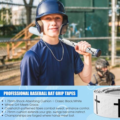 Cross Baseball Bat Grip Tape 1.75mm Precut - Full Adhesive Bat Wraps for Baseball/Softball/Cricket| Batting Grip Tape with Enhanced Thickness & Religious Design in Saudi Arabia