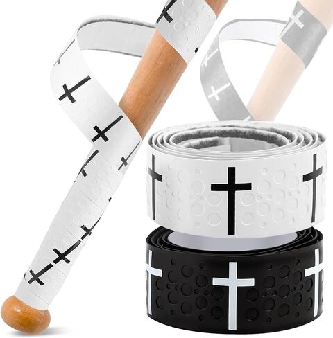Cross Baseball Bat Grip Tape 1.75mm Precut - Full Adhesive Bat Wraps for Baseball/Softball/Cricket| Batting Grip Tape with Enhanced Thickness & Religious Design in Saudi Arabia