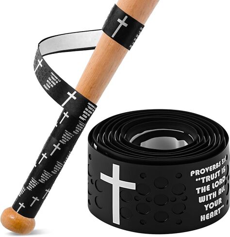 Cross Baseball Bat Grip Tape 1.75mm Precut - Full Adhesive Bat Wraps for Baseball/Softball/Cricket| Batting Grip Tape with Enhanced Thickness & Religious Design in Saudi Arabia