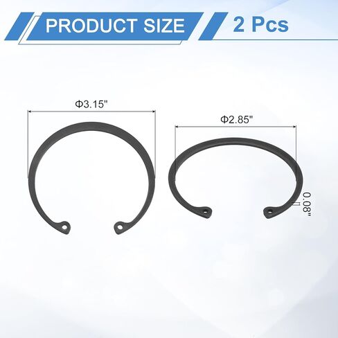uxcell 2Pcs 3" Internal Retaining Ring Circlip, 65 Mn Spring Steel Internal Circlip Snap Rings C-Clips for Grooved Shaft Studs, Black in Saudi Arabia