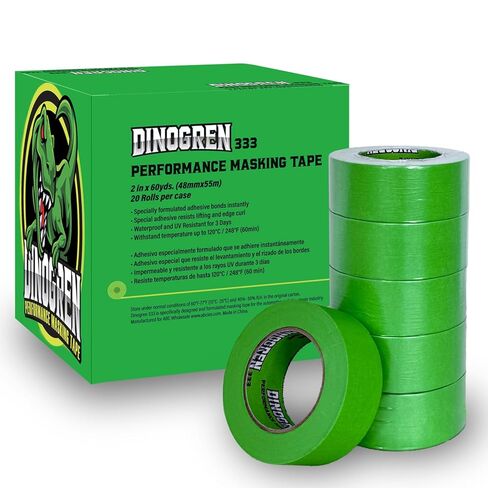 LAUCO DINOGREN High Performance Masking Tape for Car Paint, Heat & Water Resistant, Multi-Purpose Green (2 in (20 Rolls)) in Saudi Arabia