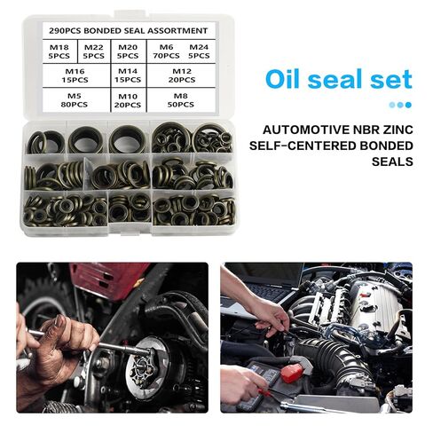 290 Pcs Metric Bonded Sealing Washers, NBR Rubber Metal Oil Drain Plug Washer, M5 M6 M8 M10 M12 M14 M16 M18 M20 M22 M24 Oil Drain Plug Gasket Assortment, Self-Centred Bonded Sealing Gasket Washers in Saudi Arabia