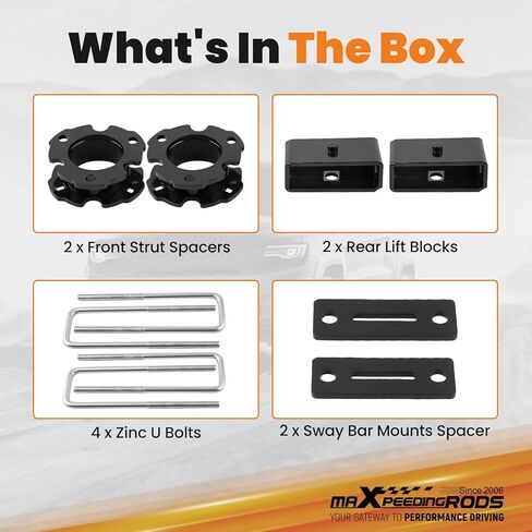 3" Front & 2" Rear Leveling Lift Kit for Chevy Colorado/GMC Canyon 2WD/4WD 2015-2022 | Front Strut Spacer, Rear Lift Block, Sway Bar Mounts Spacer in Kuwait