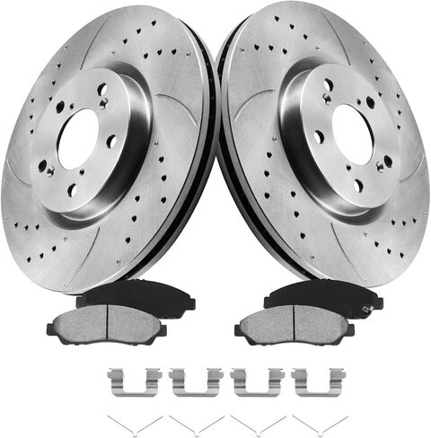 Brake Pads And Rotors Kit Compatible With 2006-2011 Honda Civic, Front Automotive Replacement Brake Kits 31311 D1578-8791 Drilled And Slotted Rotors Geomet Ceramic Brake Pads 262mm(10.3in) in Kuwait