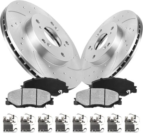 Brake Pads And Rotors Kit Compatible With 2006-2011 Honda Civic, Front Automotive Replacement Brake Kits 31311 D1578-8791 Drilled And Slotted Rotors Geomet Ceramic Brake Pads 262mm(10.3in) in Kuwait