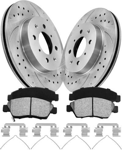 Brake Pads And Rotors Kit Compatible With 2006-2011 Honda Civic, Front Automotive Replacement Brake Kits 31311 D1578-8791 Drilled And Slotted Rotors Geomet Ceramic Brake Pads 262mm(10.3in) in Kuwait