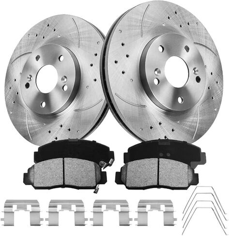 Brake Pads And Rotors Kit Compatible With 2006-2011 Honda Civic, Front Automotive Replacement Brake Kits 31311 D1578-8791 Drilled And Slotted Rotors Geomet Ceramic Brake Pads 262mm(10.3in) in Kuwait
