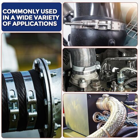 2Pcs 304 Stainless Steel T-Bolt Hose Clamp, Adjustable OD Range 4.4" to 4.8" (113-121mm) Heavy Duty Pipe Strap Clamp, Metal Fuel Line Clamping for Automotive, Plumbing, Industrial in Kuwait