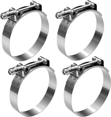 4 قطع 304 من الفولاذ المقاوم للصدأ T-Bolt خرطوم المشابك 81 مم - 89 مم نطاق قابل للتعديل لخرطوم 3.18 بوصة - 3.5 بوصة OD مشابك أنابيب المبرد المبرد لخراطيم تبريد السيليكون in Kuwait