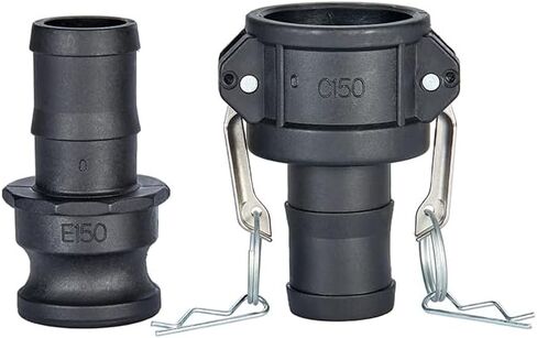 2 pcs Polypropylene Camlock Fittings (1-1/2" part C Female Coupler x Hose End) Cam and Groove Hose Fittings + 2 pcs PP Cam Lock Fitting (1-1/2" part E Male adapter x Hose End) in Saudi Arabia