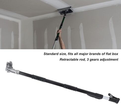 Flat Box Handle, Retractable Flat Box Extension Handle - 3 Levels of Length Adjustment, Any Angle Adjustment, Anodized Aluminum, Wallboard Finishing Box Handle for Wall Painting and Finishing in Kuwait