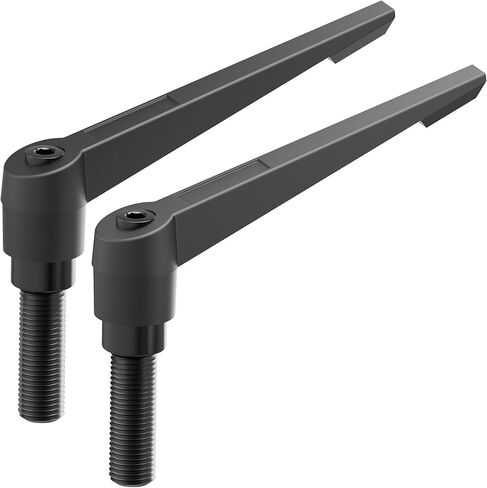 قطعتان من مقابض رافعة التثبيت، خيط ذكر M8 × 80 مم، مقابض مسمار مسمار دوارة قابلة للتعديل سريعة التحرير تنطبق على آلات المخرطة، أسود in Kuwait