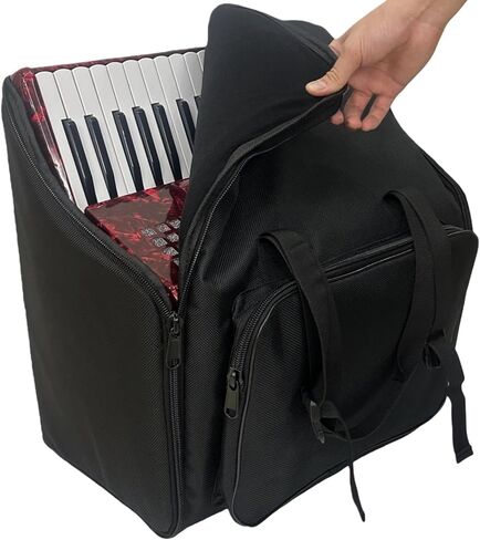 حقيبة تخزين الأكورديون السميكة المميزة لـ 60 باس لوحة المفاتيح وأزرار الأكورديون وحقائب ظهر مبطنة للآلات الموسيقية باللون الأسود (تناسب 60 باس) in Kuwait