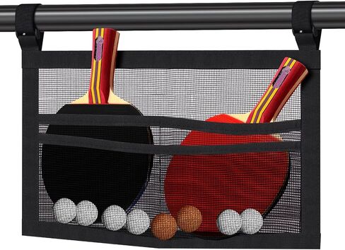 Nezylaf Ping Pong Paddle Holder, Hanging Mesh Storage Bag for Table Tennis Rackets & Balls, Under Table Organizer with Adjustable Straps, Fits Pickleball Paddles in Kuwait