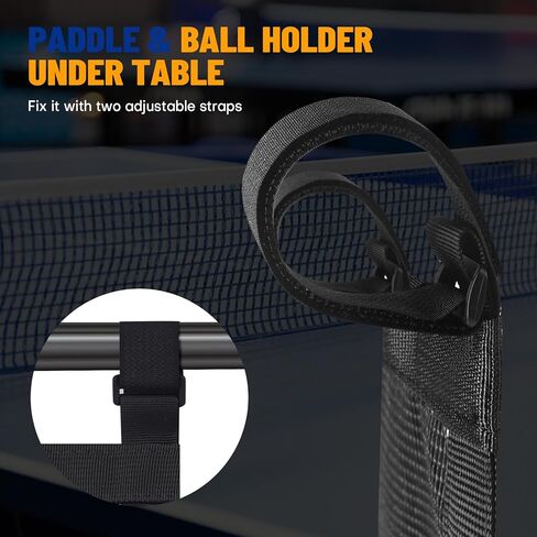 Nezylaf Ping Pong Paddle Holder, Hanging Mesh Storage Bag for Table Tennis Rackets & Balls, Under Table Organizer with Adjustable Straps, Fits Pickleball Paddles in Kuwait