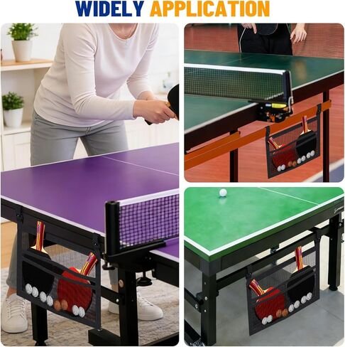 Nezylaf Ping Pong Paddle Holder, Hanging Mesh Storage Bag for Table Tennis Rackets & Balls, Under Table Organizer with Adjustable Straps, Fits Pickleball Paddles in Kuwait