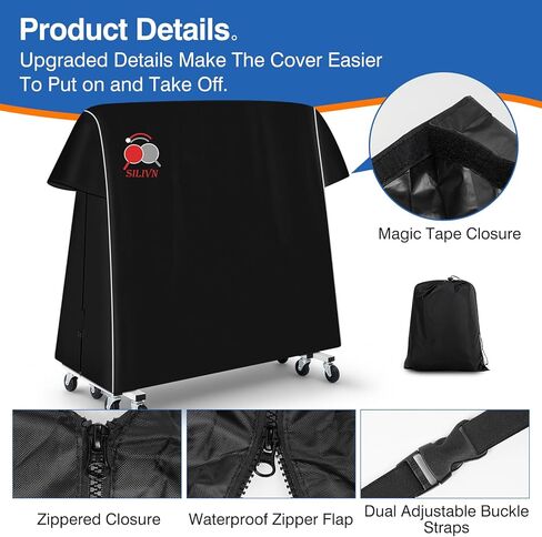 غطاء طاولة PingPong 420D بطانة قطنية من نسيج أكسفورد، طلاء من البولي يوريثين مقاوم للماء، مقاوم للشمس وحماية من جميع الأحوال الجوية، مناسب عالمي للطاولات المسطحة القابلة للطي والداخلية مقاس 9 × 5 أقدام in Kuwait