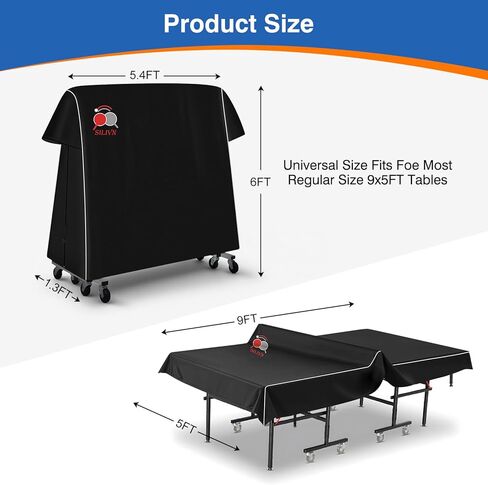 غطاء طاولة PingPong 420D بطانة قطنية من نسيج أكسفورد، طلاء من البولي يوريثين مقاوم للماء، مقاوم للشمس وحماية من جميع الأحوال الجوية، مناسب عالمي للطاولات المسطحة القابلة للطي والداخلية مقاس 9 × 5 أقدام in Kuwait