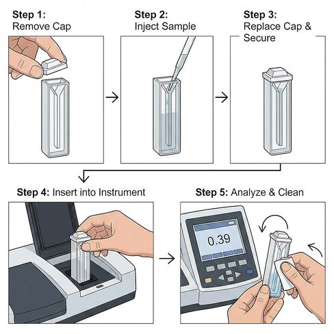 كوفيت صغير من الكوارتز مع غطاء، سعة 700 ميكرولتر، طول مسار 10 مم، نوافذ شفافة على الوجهين، فتحة 2 مم، لقياس الضوء بمقياس الطيف الضوئي in Kuwait