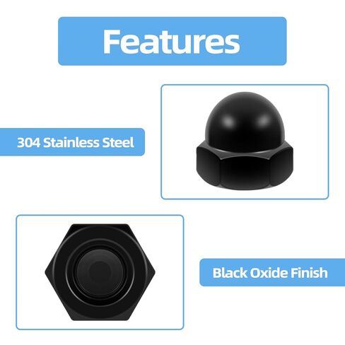 Mellewell #10-32 Acorn Hex Cap Dome Head Nuts, 304 Stainless Steel 18-8, Bright Finish, Pack of 50 in Saudi Arabia