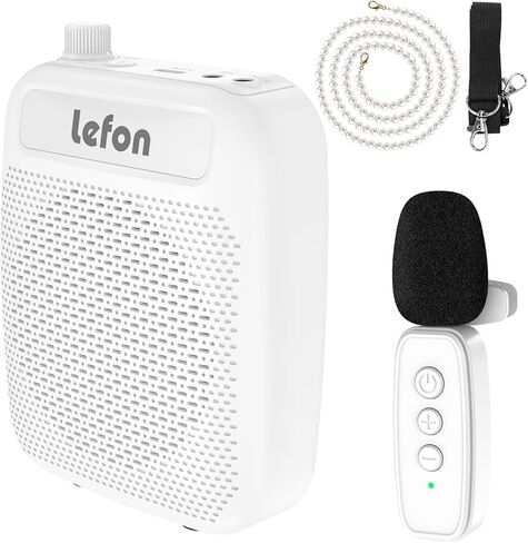 TRELC Wireless Voice Amplifier with Lavalier Microphone, Portable Rechargeable Clip On Megaphone Speaker Wireless Lapel Mic for Teachers, Noise Reduction/10W/2000mA, for Tour Guide, Outdoor (Black) in Kuwait