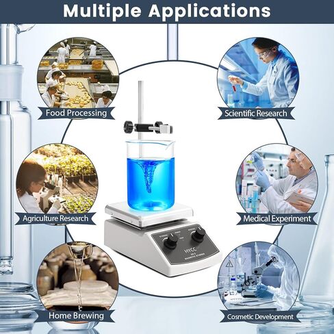 HYCC لوح تسخين مغناطيسي بحد أقصى 520 درجة فهرنهايت، 100-2000 دورة في الدقيقة لوح تسخين مع محرك مغناطيسي، محرك مغناطيسي 2000 مل، شريط تحريك مغناطيسي، مسترد شريط التحريك in Kuwait