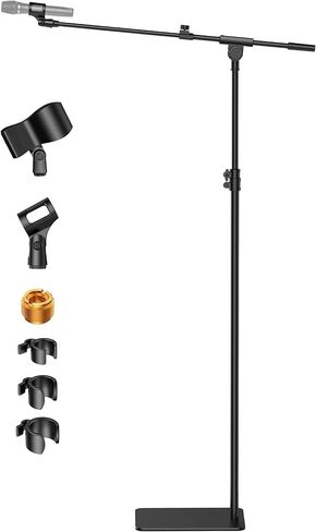 InnoGear Mic Stand Floor, Boom Arm Floor Microphone Stand Height Adjustable Heavy Duty with Iron Base for HyperX SoloCast, HyperX QuadCast S, Razer Seiren V3 Mini, Blue Yeti Shure SM58 and Other Mics in Saudi Arabia