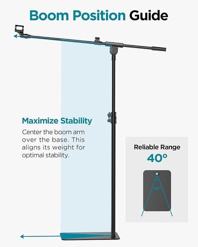 InnoGear Mic Stand Floor, Boom Arm Floor Microphone Stand Height Adjustable Heavy Duty with Iron Base for HyperX SoloCast, HyperX QuadCast S, Razer Seiren V3 Mini, Blue Yeti Shure SM58 and Other Mics in Saudi Arabia