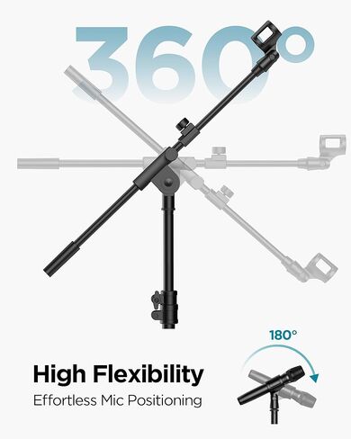 InnoGear Mic Stand Floor, Boom Arm Floor Microphone Stand Height Adjustable Heavy Duty with Iron Base for HyperX SoloCast, HyperX QuadCast S, Razer Seiren V3 Mini, Blue Yeti Shure SM58 and Other Mics in Saudi Arabia