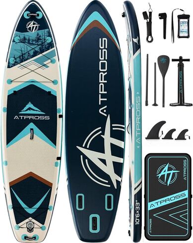 10'6''x33''Inflatable Stand Up Paddle Board, 400lbs Extra Wide Stand Up Paddleboard with Kayak Seat, Anti-Slip EVA Deck Premium SUP Accessories Kit, Non-Slip Stable Deck Boat in Saudi Arabia