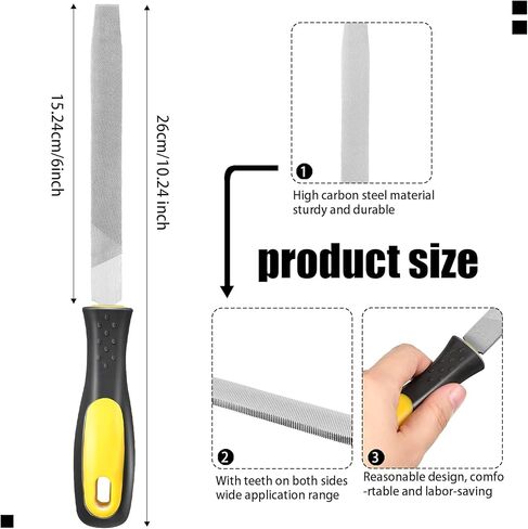 Zhehao 2 Pieces Flat File Metal Axe Sharpener File Steel Rectangular 6 Inch Mill Hand Single Cut Hardened with Handle for Metal Axe Sharpening Extended Use in Saudi Arabia