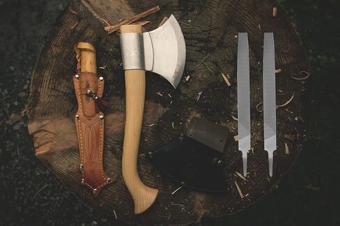 Axe File Sharpener 8-Inch 2PCS Set - Hardened Steel Flat Rectangular Mill/Smooth Cut Files for Sharpening Dull & Blunt Metal Axe Edges in Kuwait