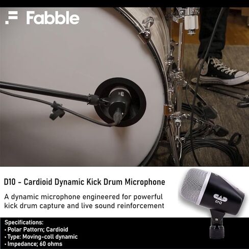 حزمة ميكروفون طبلة CAD Audio Stage7 مكونة من 7 قطع مع كابلات XLR بطول 7 × 10 أقدام وقطعة قماش تنظيف فاخرة من الألياف الدقيقة - مجموعة ميكروفون طبلة كاملة لتسجيل الصوت المباشر والاستوديو in Saudi Arabia