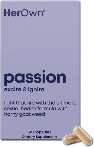 شغفها الخاص، يدعم تعزيز الرغبة الجنسية، يزيد من الإثارة، العلاقة الحميمة ودعم المزاج، يوازن الهرمونات، احصل على المزاج، خالي من الغلوتين والصويا، نباتي، 30 كبسولة، 30 وجبة، صغير، متعدد in Kuwait