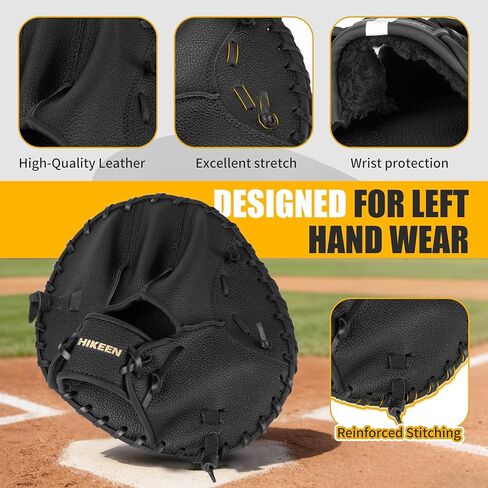 Hikeen 2-Piece Pancake Baseball & Softball Training Glove,Flat Premium Leather and Foam Fielding Gear Set, Infield Training Gloves for Two Hands Practice in Saudi Arabia