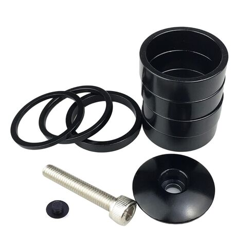 بلات دراجة سماعة فاصل 7 قطع سبائك الألومنيوم MTB الطريق دراجة الجذعية سماعة فاصل صالح 1 1/8 بوصة الجذعية 2/3/5 /10 مللي متر (أسود) (أسود 7 قطع + غطاء علوي) in Kuwait