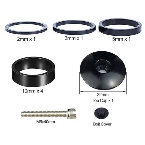 بلات دراجة سماعة فاصل 7 قطع سبائك الألومنيوم MTB الطريق دراجة الجذعية سماعة فاصل صالح 1 1/8 بوصة الجذعية 2/3/5 /10 مللي متر (أسود) (أسود 7 قطع + غطاء علوي) in Kuwait